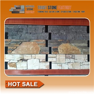 Multicolor Quartzite Panels Decor, Ledges Stone Veneer for Fireplace Wall Decoration,Cheap Quartzite Stone Strips,Ledge Stone Wall Panels