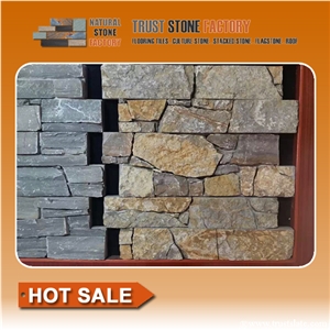 Multicolor Quartzite Panels Decor, Ledges Stone Veneer for Fireplace Wall Decoration,Cheap Quartzite Stone Strips,Ledge Stone Wall Panels