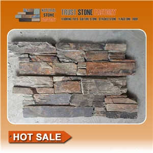 Multicolor Quartzite Stacked Stone Fireplace,Stone for Wall Building,Dry Stone Wall Construction