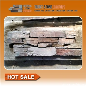 Multicolor Quartzite Wall Of Stone,Natural Stacked Stone Retaining Wall,Dry Stone Wall Construction,