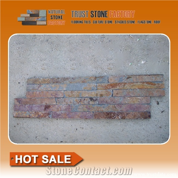 Multicolor Slate China Culture Stone/Ledgestone/Multicolor Stone Panel/Stacked Stone/Rusty Slate Brown Rockface Wall Panel Veneer