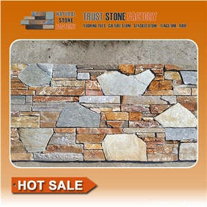 Multicolor Slate Stack Stone Veneer,Quartzite Stone Wall Panels,Wall Fireplace Decoration
