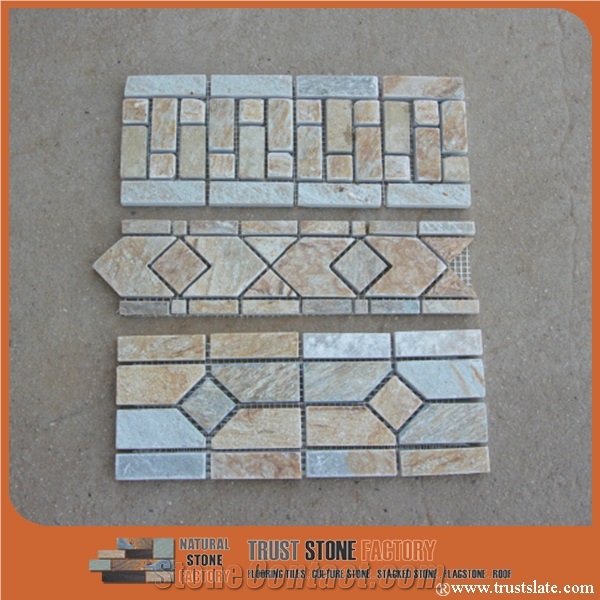 Natural Stone Mosaic Border Lines,Tumbled Wall Mosaic,Interior Decoration for Kitchen & Bathroom & Hotel Decoration