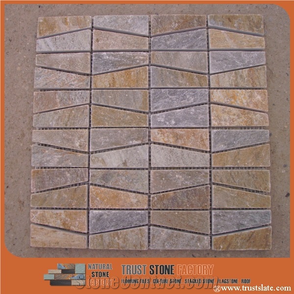 Natural Yellow Mosaic Tiles, Brown Trapezoidal Mosaic, Golden Trapezoidal Mosaic
