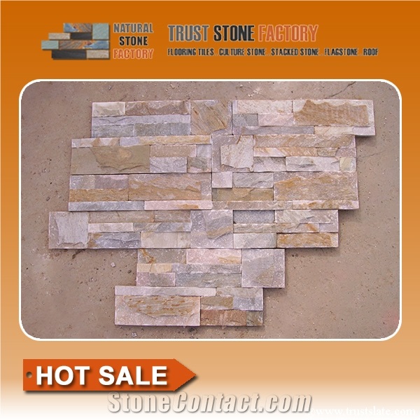 On Sale China Yellow Quartzite Cultured Stone, Wall Cladding, Stacked Stone Veneer Clearance, Manufactured Stone Veneer