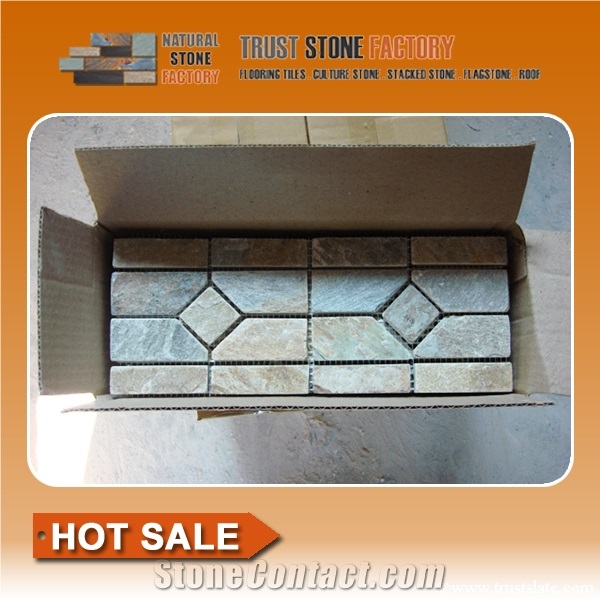Quartzite Mosaic Border Line,Mosaic Molding,Mosaic Trim,Wall Cladding