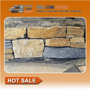 Quartzite Stacked Stone Panels from China,Multicolor Exteria Stacked Stone,Stone Retaining Wall Construction
