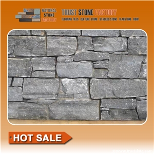 Quartzite Stone Wall Landscaping,Black Exteria Stacked Stone,Natural Stacked Stone Wallpaper