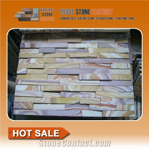 Rainbow Sandstone Cultured Stone Veneer, Sandstone Ledge Stone Walling, Classic Type Ledgestone