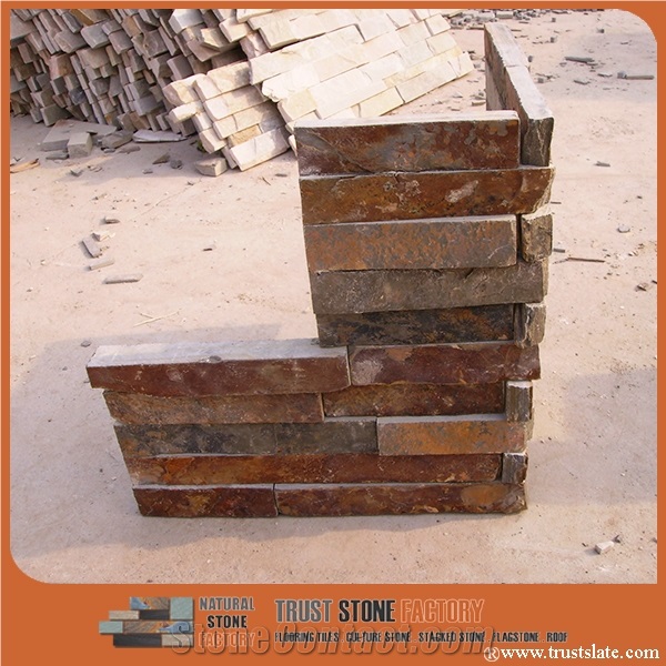 Rust Ledge Stone Corner,Rusty Slate Corner Ledgestone,Stone Veneer,Brown Wall Cladding Stone