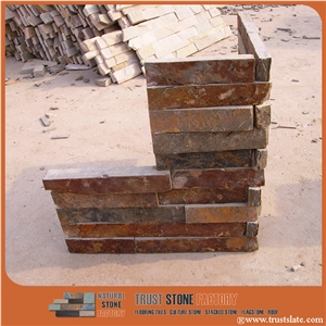 Rust Ledge Stone Corner,Rusty Slate Corner Ledgestone,Stone Veneer,Brown Wall Cladding Stone