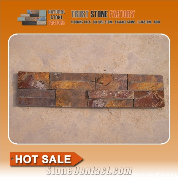 Rust Slate Wall Stone, Stacked Stone Veneer, Ledge Stone