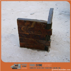 Rust Stone Corner/Copper Brown Culture Stone/Autumn Brown Wall Decor/Wall Cladding/Ledge Stone