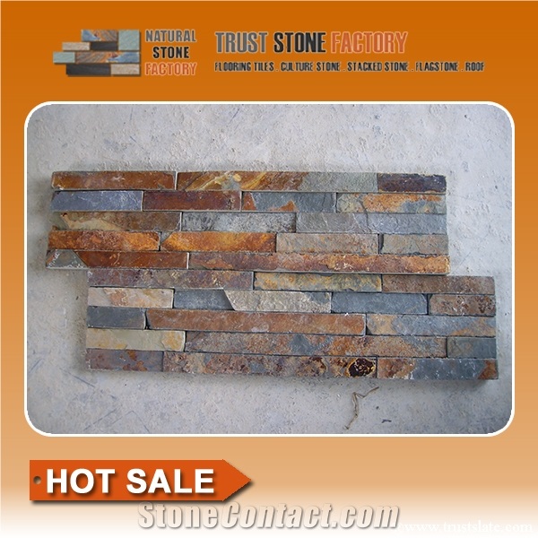 Rustic Slate Stacked Exterior Natural Decorative Wall Cultured Stone,Rusty Culture Stone Veneer