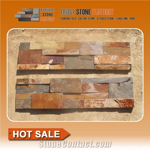Rusty Slate Cultured Stone/Rust Slate Stacked Stone/Stone Panel for Wall Covering/Wall Decor/Rusty Ledge Stone/Stone Tiles for Feature Wall/Rusty Stackstone