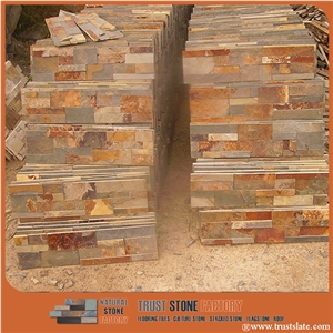 Rusty Slate Cultured Stone/Rusty Slate Thin Stone Veneer/Rust Slate Stacked Stone/Stone Panel for Wall Covering/Wall Decor/Rusty Ledge Stone/Stone Tiles for Feature Wall/Rusty Stackstone