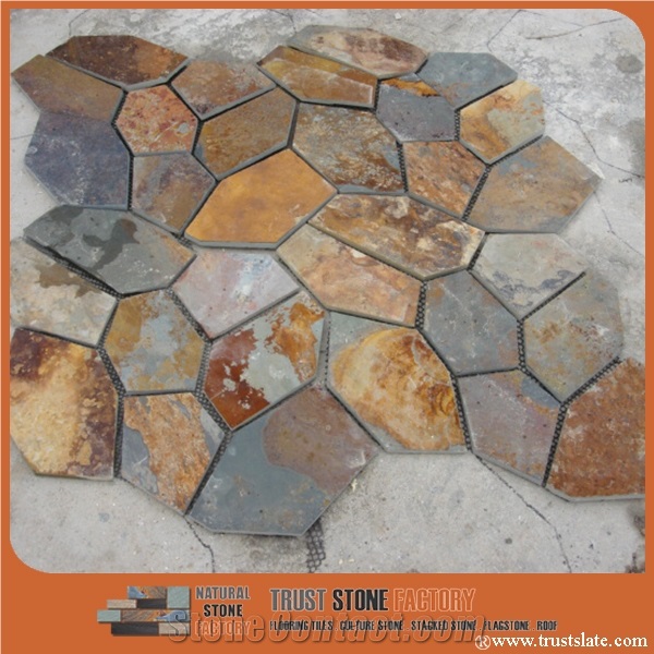 Rusty Slate Flagstone/Rust Slate Flagstone Walkway Pavers/Random Flagstones Road Paving/Flagstone Wall Tile&Floor Tile/ Irregular Flagstones for Flooring&Wall Cladding/Landscaping Stone