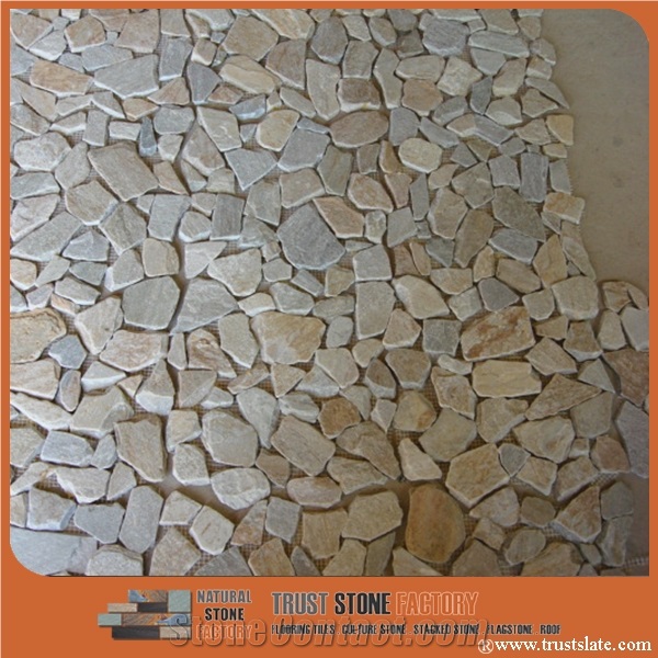 Sliced Mixed River Stone Tile,Multicolor Pebbles,Mixed Pebble Stone,River Rock Mosaic