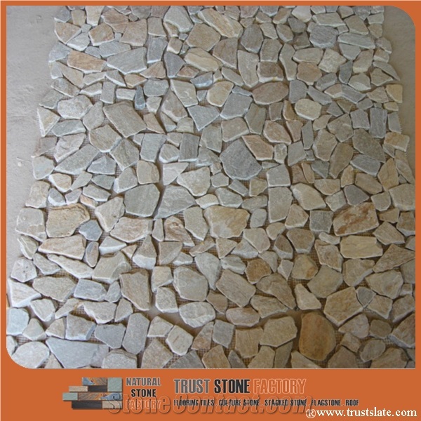 Sliced Mixed River Stone Tile,Multicolor Pebbles,Mixed Pebble Stone,River Rock Mosaic