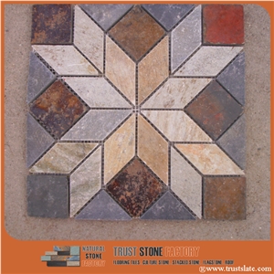 Stone Mosaic Tiles, Quartzite Mosaic Tiles, Mosaic Medallion Tiles,Wall Mosaic,Floor Mosaic,Interior Decoration,Customized Mosaic Tile,Brown Mosaic Tile for Bathroom&Kitchen&Hotel Decoration