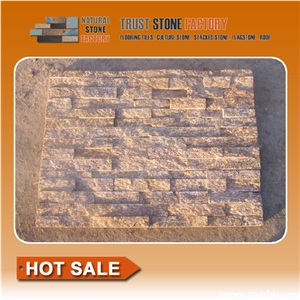 Tiger Quartzite Yellow Stone Veneer(Cultured Stone) for Exposed Wall Stone, Tiger Yellow Brick Stacked Stone