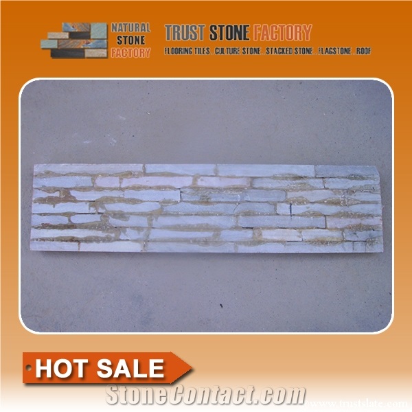 White Quartzite Ledge Stone Wall Panel,Cultured Stone Wall Cladding, Ledger Stacked Stone Veneer, Thin Ledgestone Veneer