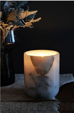 Carrara White Marble Home Candle Holder