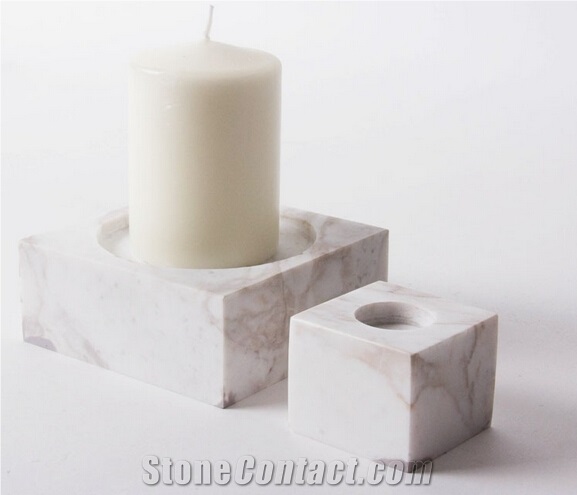 Carrara White Marble Home Candle Holder