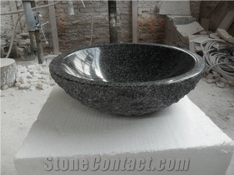 G654 Granite Vessel Sink,Dark Grey Granite Wash Sink,Bathroom Solid Suface Basin