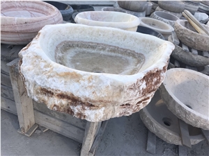 Resin Yellow Onyx Bath Sink,Honey Onyx Marble Basin,Natural Stone Wash Basins