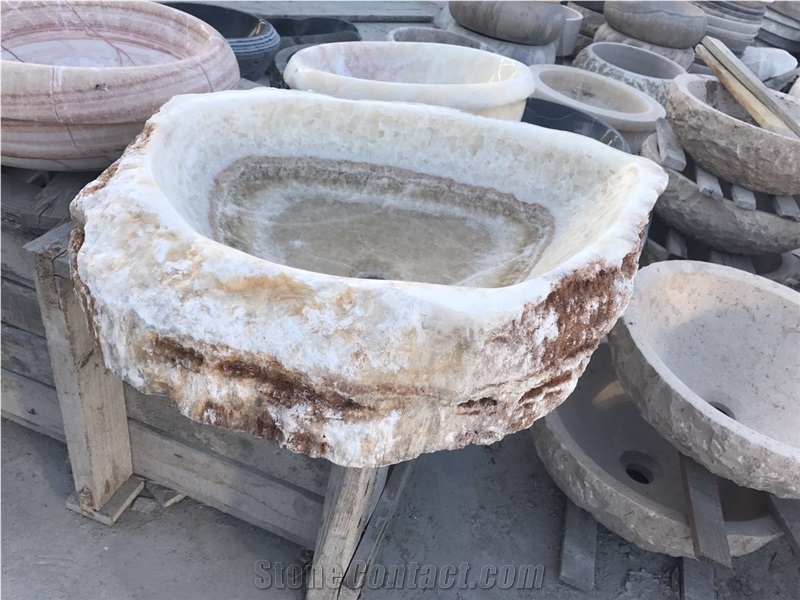 Resin Yellow Onyx Bath Sink,Honey Onyx Marble Basin,Natural Stone Wash Basins