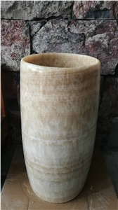 Resin Yellow Onyx Bathroom Sink,Wash Basin,Honey Onyx Polished Pedestal Sink,Onyx Solid Surface Basin