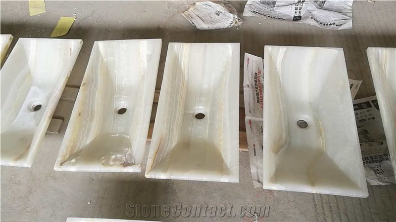 White Onyx Sinks Retangel Basins Drop-In Sink