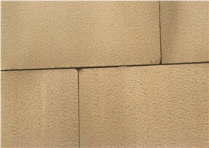 Chinese Yellow or Buff Sandstone Tiles Bush Hammered for Wall and Paving