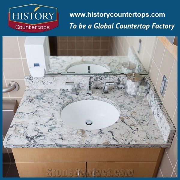 China Bellingham Quartz Vanity Tops With Single Or Double Sinks