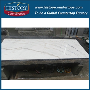 China Guangxi White Marble Landscape White Marble Kitchen Countertops, Durable Natural Building Material for Kitchen Island Tops & Worktops & Bar Tops