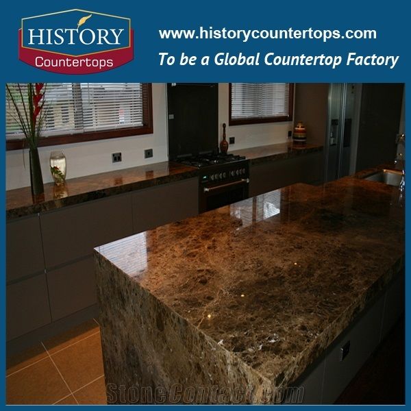 Dark Emperador Countertops Laminated Bull Nose Edge Solid Polished
