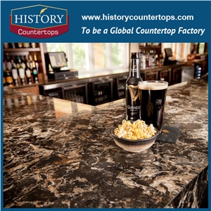 Hollinsbrook Quartz Countertops with Customized Edges, Engineered Artificial Stone Kitchen Island Tops Bar Tops Worktops Polished Surface for Multi-Family and Hospitality Projects