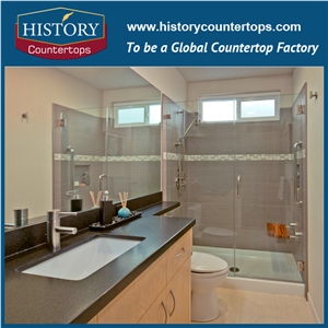 Hotel Engineered Stone Customize California Grey Artificial Quartz Bathroom Countertops,Solid Surface Vanity Tops,Quartz Vanity Tops with Sink