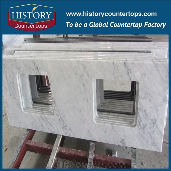 White Marble Countertops with Customized Edges Wholesales, Engineered Kitchen Polished Surface Island Tops Worktops for Multi-Family Projects