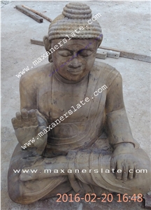 Laughing Buddha (Budha) Statue Of Sandstone