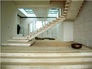 Luxurious Residential Staircase Material:Travertino Navona