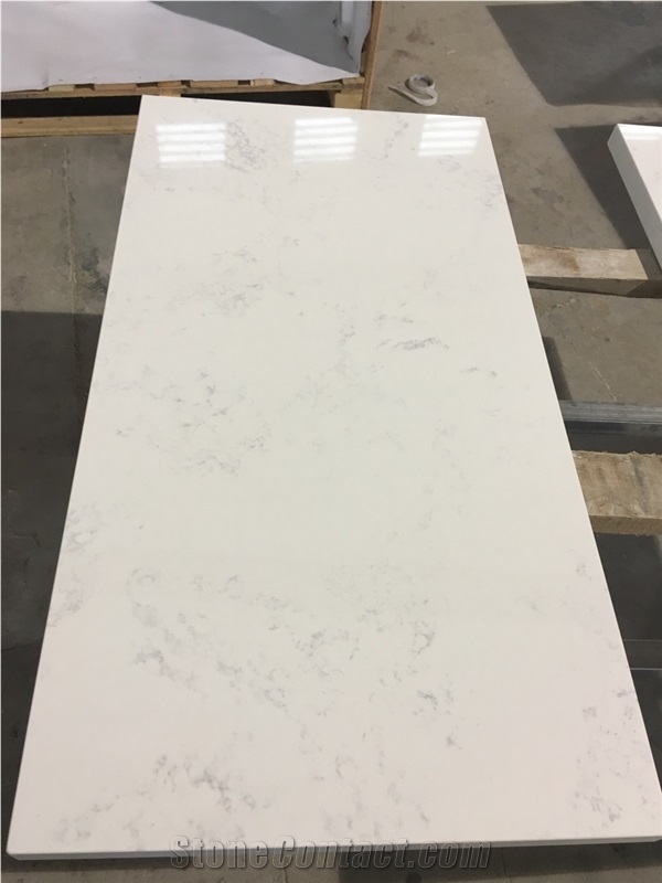 V120/Pinpoinl Quartz White Polished Beautiful Quartz Stone Kitchen Countertop