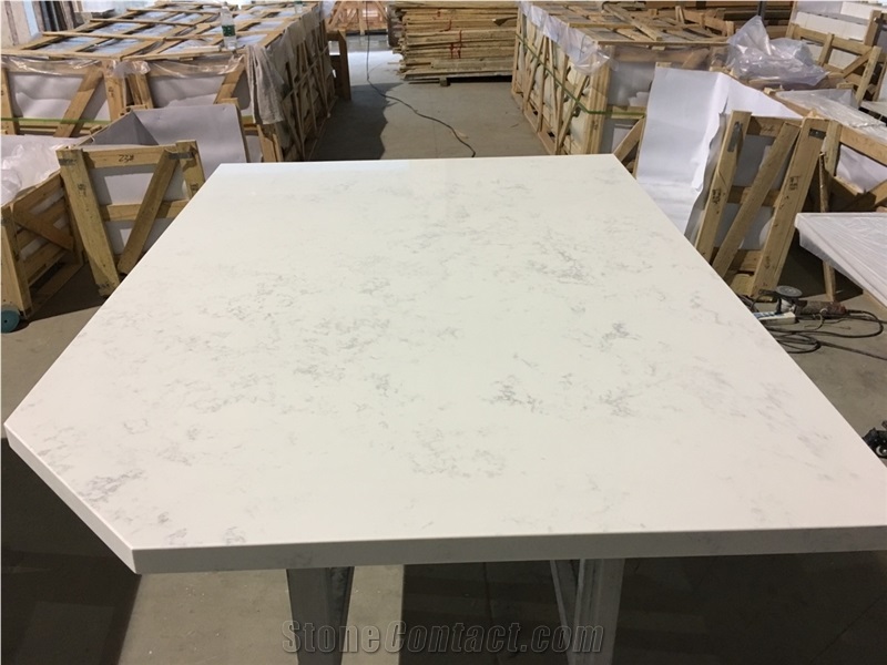 V120/Pinpoinl Quartz White Polished Beautiful Quartz Stone Kitchen Countertop