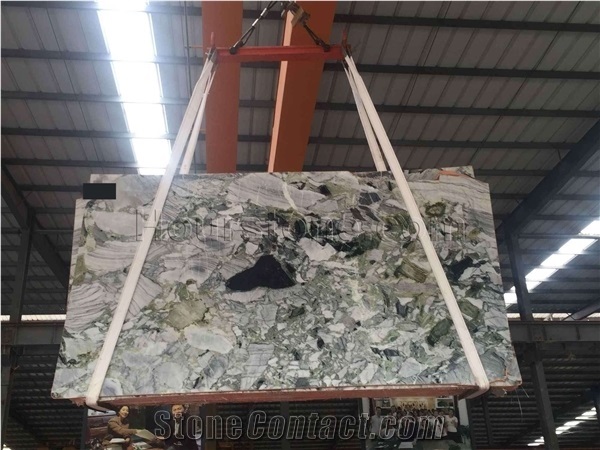Ice Jade Marble Big Slab, Green Marble Tile & Slab, White Beauty, Ice Connect Marble/Chinese Green /Marble Tiles Cut to Size, Ice Green, White and Green Marble