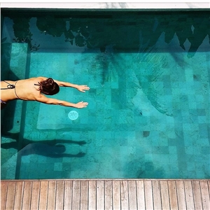 Bali Sukabumi Green Stone Swimming Pool Tiles