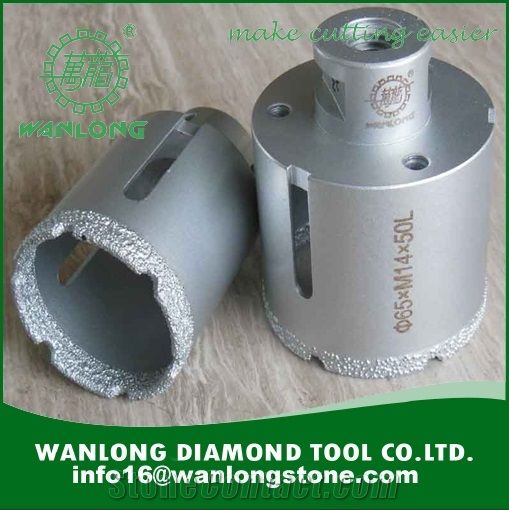 1-3/8 Vacuum Brazed Core Drill Bits for Marble Drilling-High Quality Brazed Drill Bits for Stone-Wanlong Vacuum Brazed Hole Saw for Ceramic,Marble and Soft Material