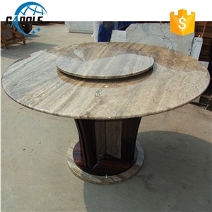 6 Seaters Marble Dining Table with Same Color Lazy Susan