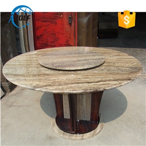 6 Seaters Marble Dining Table with Same Color Lazy Susan
