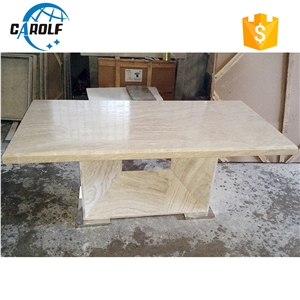 6 Seaters White Travertine Dinner Table